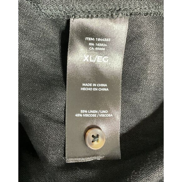 Well Worn Black Linen Blend Button Up Shirt Dress Size XL - Picture 13 of 15